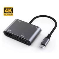 Convertidor Adaptador 5 en 1 Tipo C a HDMI 4K Vga Usb Audio Carga 87W