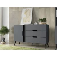 Cómoda Moderna Juvenil Macabi color Gris/Negro TU MESITA