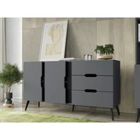 Cómoda Moderna Juvenil Macabi color Gris/Negro TU MESITA