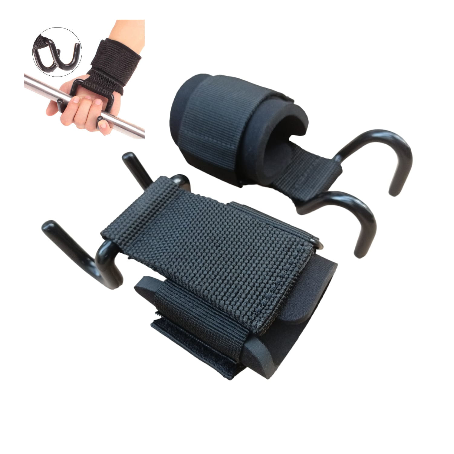 Agarre Gancho de Levantamiento Pesas Peso Muerto Muñequera