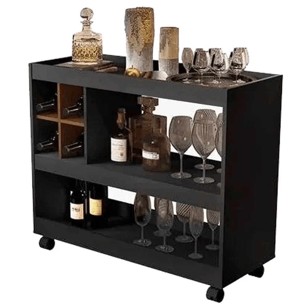 Mueble Bar con ruedas Praga color Negro TU MESITA