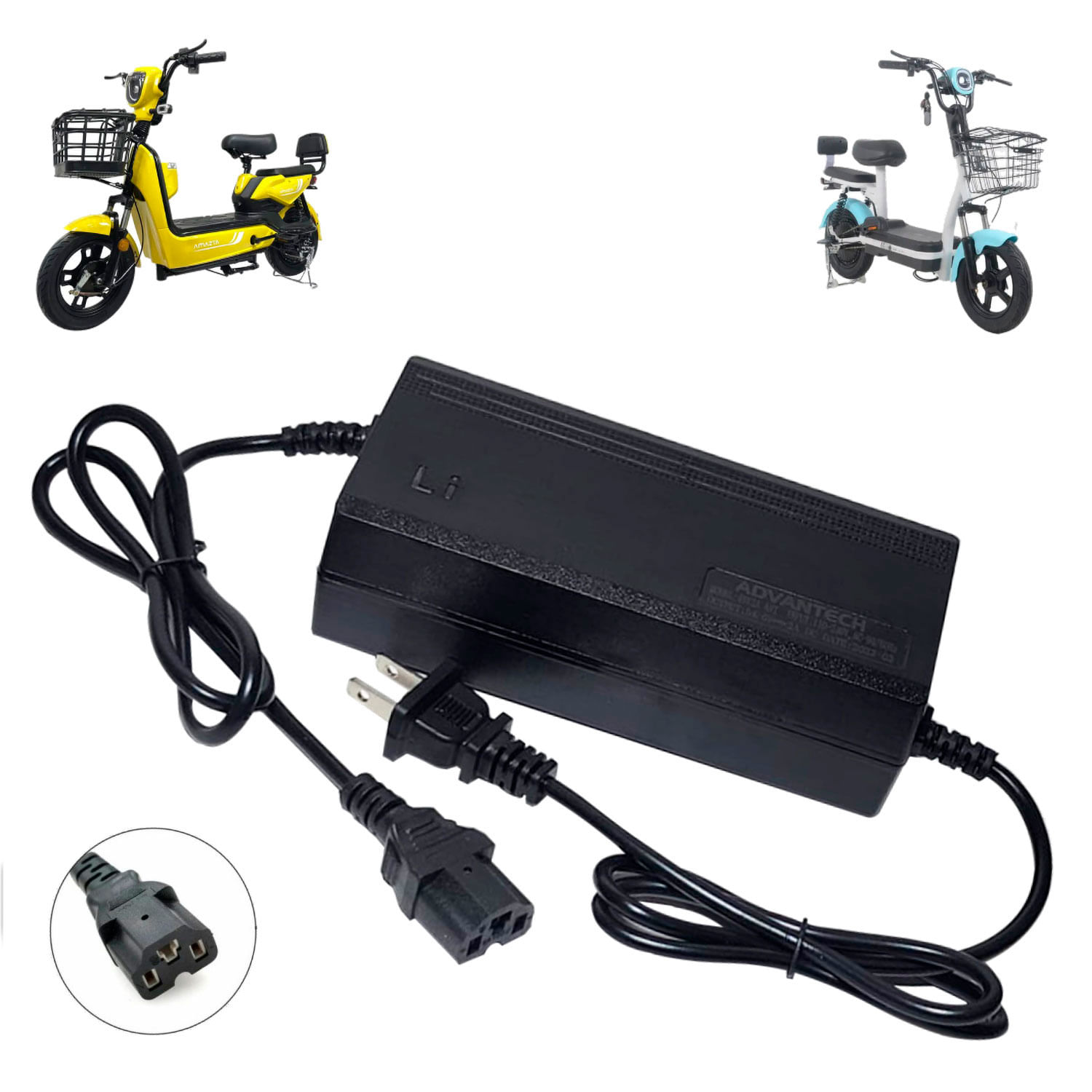 Cargador Para Bicimoto Eléctrica con Batería de Litio de 48V Salida 54.6V 2A