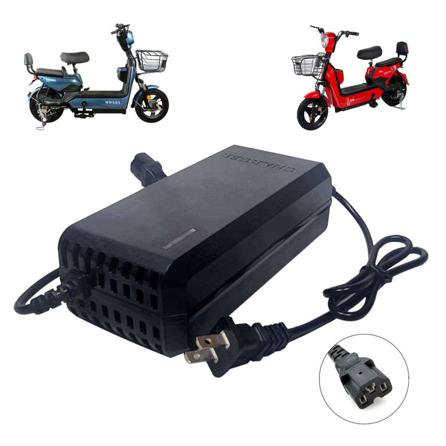 Cargador Para Bicimoto Eléctrica 48V 12Ah con Batería Plomo Acido