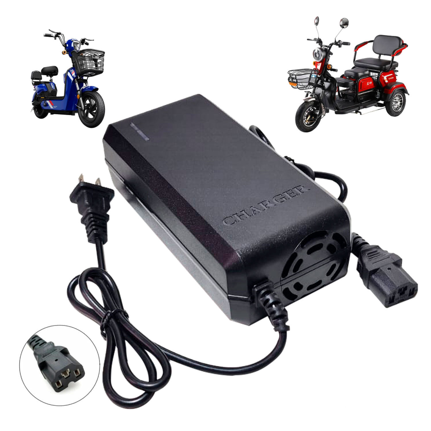 Cargador Para Moto Eléctrica 48V 20Ah con Batería Plomo Acido