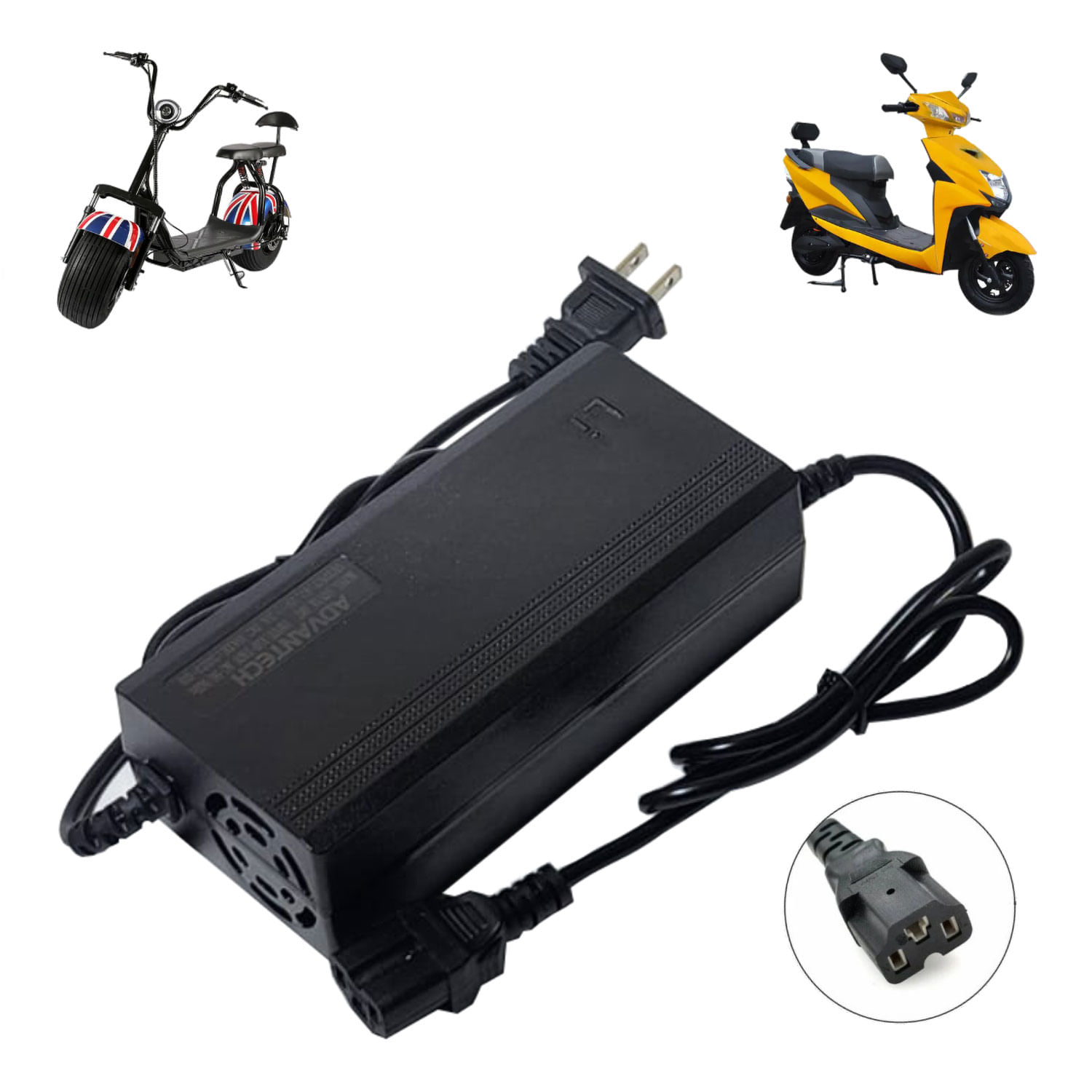 Cargador Para Moto Eléctrica Citycoco con Batería de Litio de 60V Salida 67.2V 2A