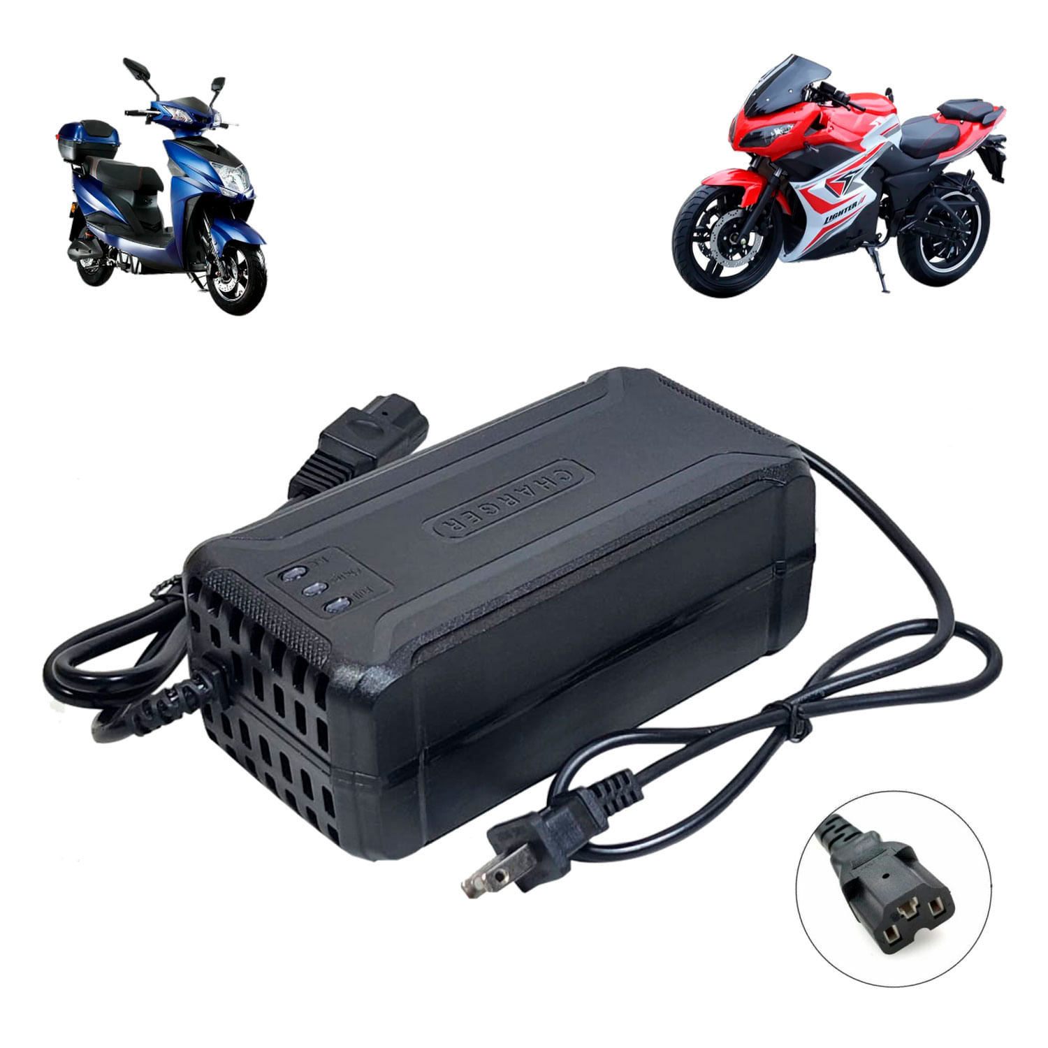 Cargador Para Moto Eléctrica 72V 20Ah con Batería Plomo Acido