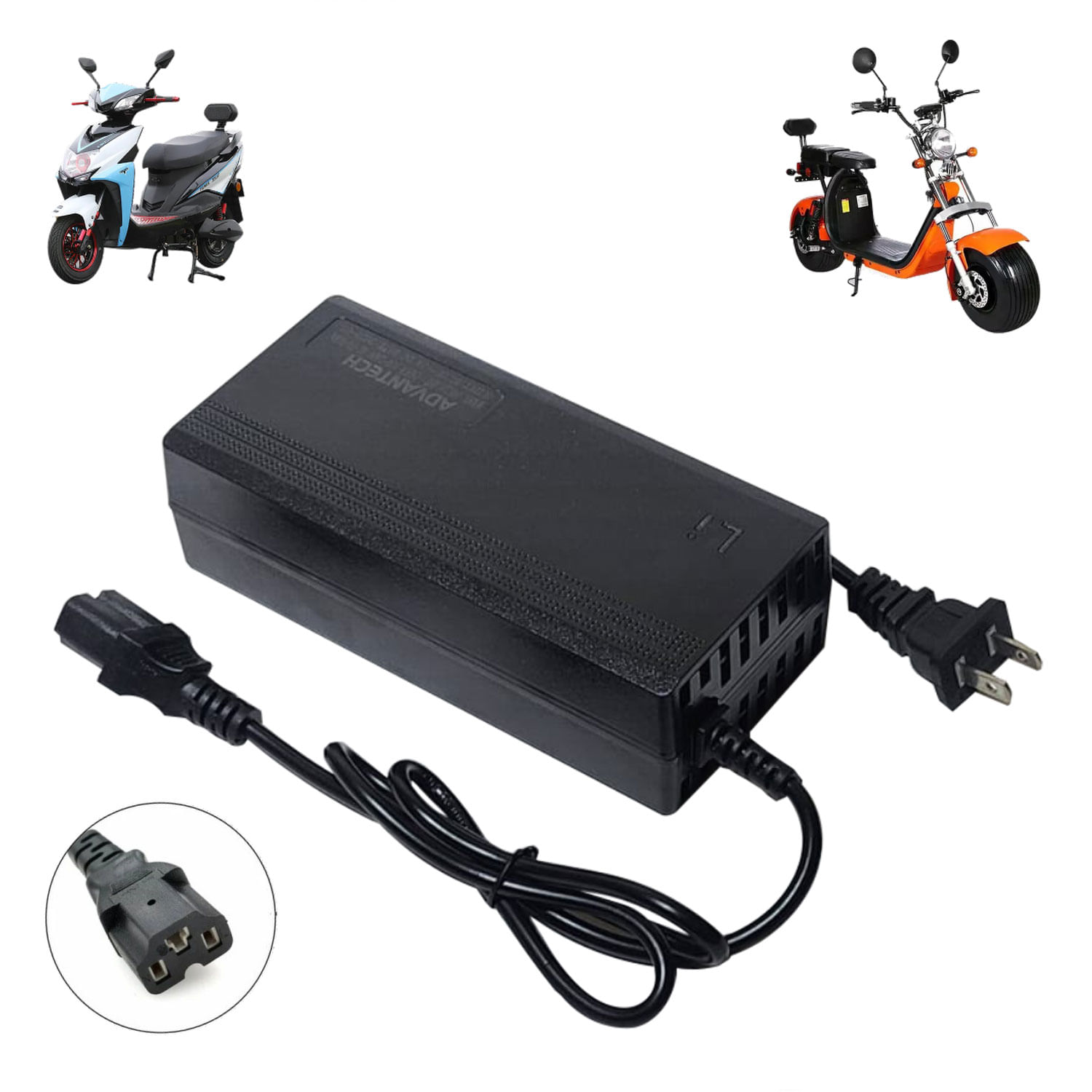 Cargador Para Moto Eléctrica Citycoco con Batería de Litio de 60V Salida 67.2V 3A