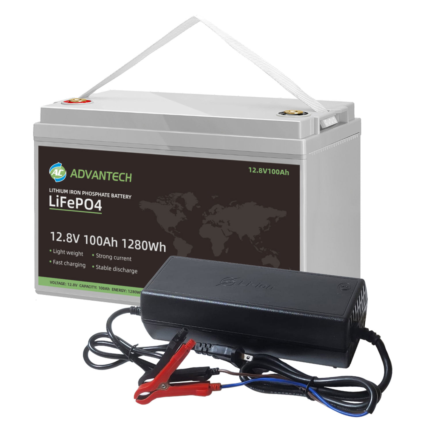 Batería Lifepo4 de 12V 100Ah incluye Cargador de 14.6V 30A