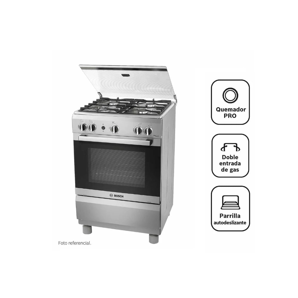 Cocina Bosch PRO445 a Gas de Pie 4 Quemadores Acero Inoxidable