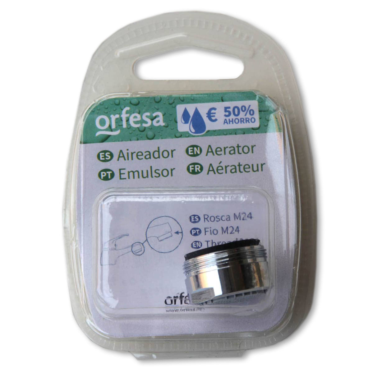 Aireador Ahorrador de agua 50 por ciento Orfesa M24 en blister