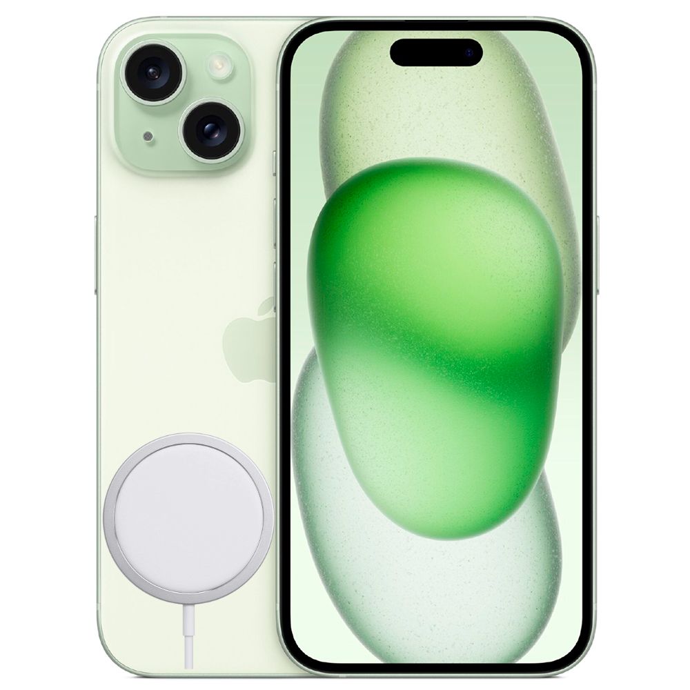 iPhone 15 eSIM 128GB - Green + Cargador Magsafe Original - Promart