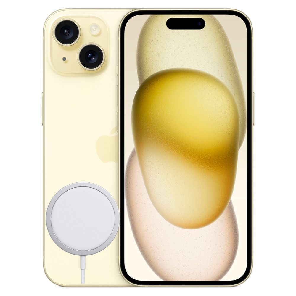 iPhone 15 eSIM 128GB - Yellow - Cargador Magsafe Original - Promart