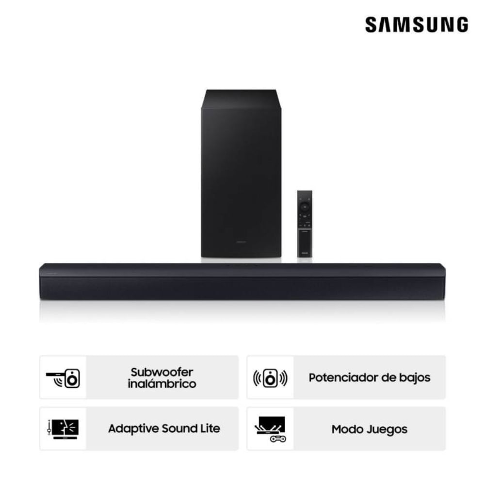 Barra de Sonido Samsung Hw-c450 de 2.1 Canales con Dts Virtual X, Subwoofer Incluido