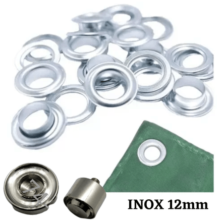 Ojales Ojalillo 12mm Nro 28 Acero Inoxidable por 1000 Piezas para Malla Raschel Lona Más Troquel Ojales Ojalillo 12mm Nro 28 Acero Inoxidable por 1000 Piezas para Malla Raschel Lona Más Troquel