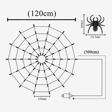 Tela de Araña con Luz Led 120 cm de Diámetro Frank & Mortis Halloween 80 luces Control Remoto Tela de Araña con Luz Led 120 cm de Diámetro Frank & Mortis Halloween 80 luces Control Remoto