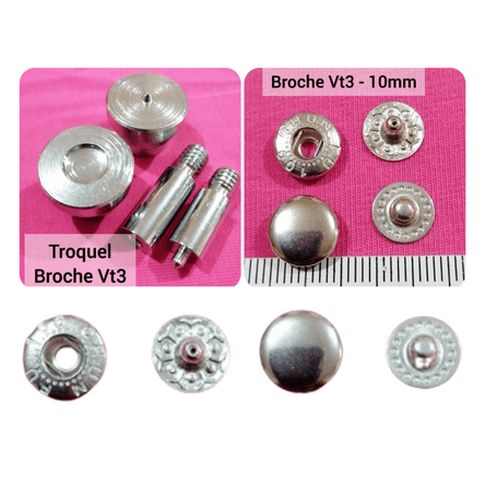 200 Broches Metálicos Vt3 Ó 10mm Sistema Chupón Más Troquel Dados 200 Broches Metálicos Vt3 Ó 10mm Sistema Chupón Más Troquel Dados