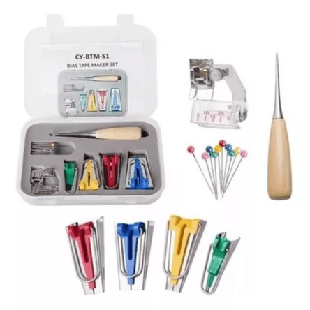 Set Formador de Sesgo para Hacer Cinta Al Bies Prensatela Clips para Manualidades Punzón Alfiler Set Formador de Sesgo para Hacer Cinta Al Bies Prensatela Clips para Manualidades Punzón Alfiler