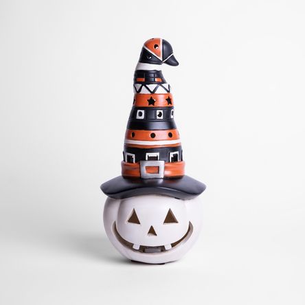 Calabaza con Sombrero con Led Interior 32x17x13 cm Resina Frank & Mortis Halloween Calabaza con Sombrero con Led Interior 32x17x13 cm Resina Frank & Mortis Halloween