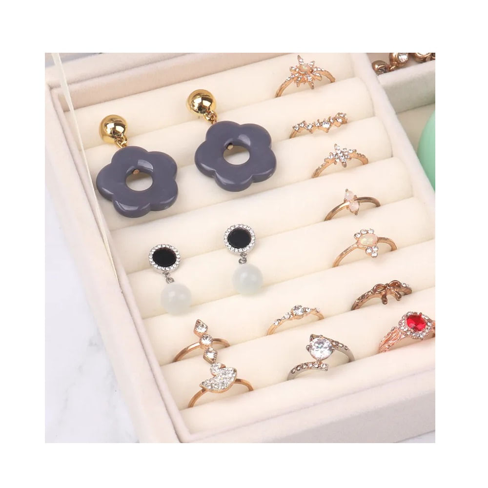 Caja Cofre Joyero Portátil Multiusos para Joyas Pulseras y Aretes Color ...