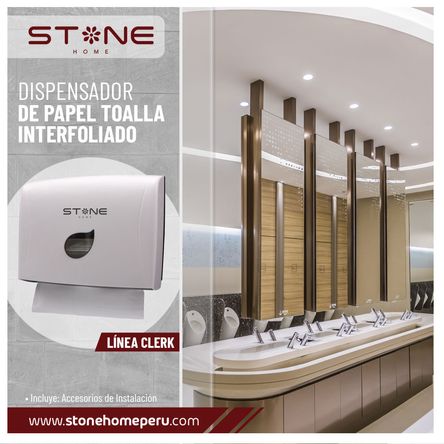 Dispensador de Papel Toalla Interfoleado Blanco Linea Clerk - Stone Dispensador de Papel Toalla Interfoleado Blanco Linea Clerk - Stone
