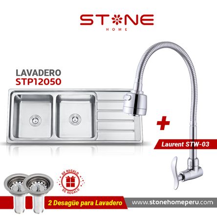 Combo de Lavadero de Acero Singature Stp12050 Laurent Stw-03 Stone