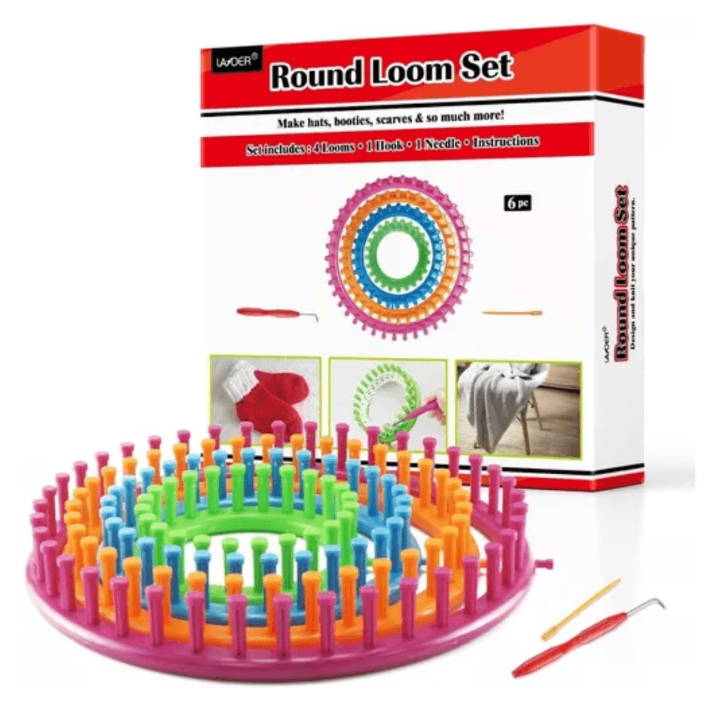 Juego de Aros Telares Redondos para Tejer Manualidades Herramienta con Gancho y Aguja Juego de Aros Telares Redondos para Tejer Manualidades Herramienta con Gancho y Aguja