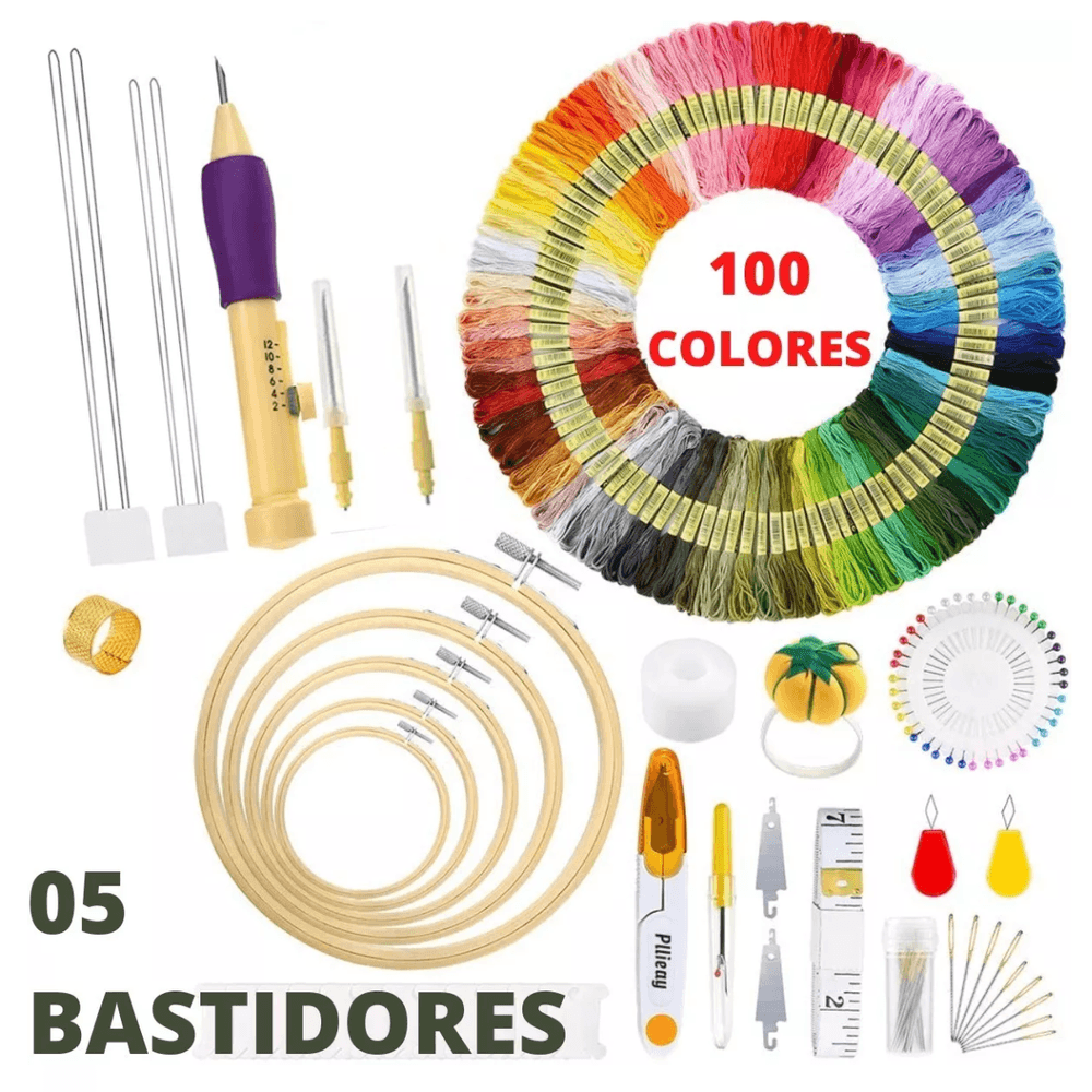 Aros de Bordado Hilos de Bordar con Bastidores de Bambú Más Aguja Mágica Aros de Bordado Hilos de Bordar con Bastidores de Bambú Más Aguja Mágica
