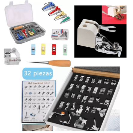 Juego de Pies Prensatelas para Máquina de Coser Más Set de Bies Y Cortador Lateral Overlock Juego de Pies Prensatelas para Máquina de Coser Más Set de Bies Y Cortador Lateral Overlock