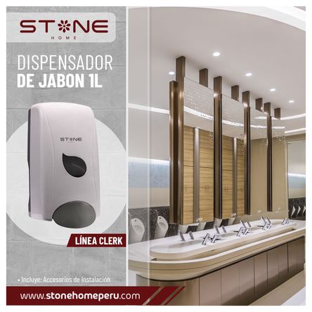 Dispensador de Jabon Liquido / Gel 1l Blanco Linea Clerk - Stone Dispensador de Jabon Liquido / Gel 1l Blanco Linea Clerk - Stone