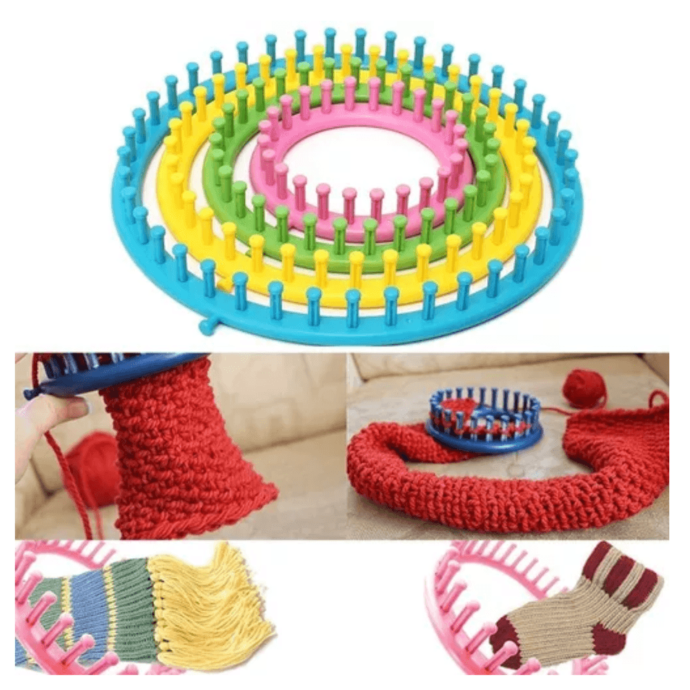 Tijeras - costuras - Telares redondos, lana algodón y agujas para telar,  ideales para tejer gorros y bolsas 🧶