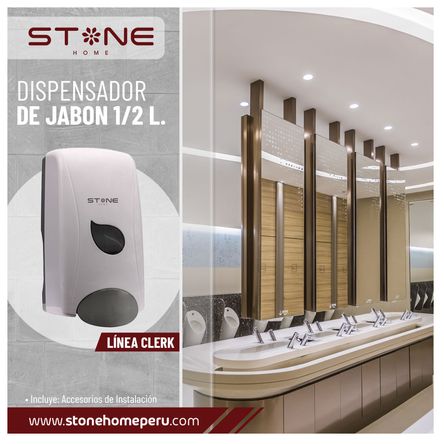 Dispensador de Jabon Liquido / Gel 1/2 L Blanco Linea Clerk - Stone Dispensador de Jabon Liquido / Gel 1/2 L Blanco Linea Clerk - Stone