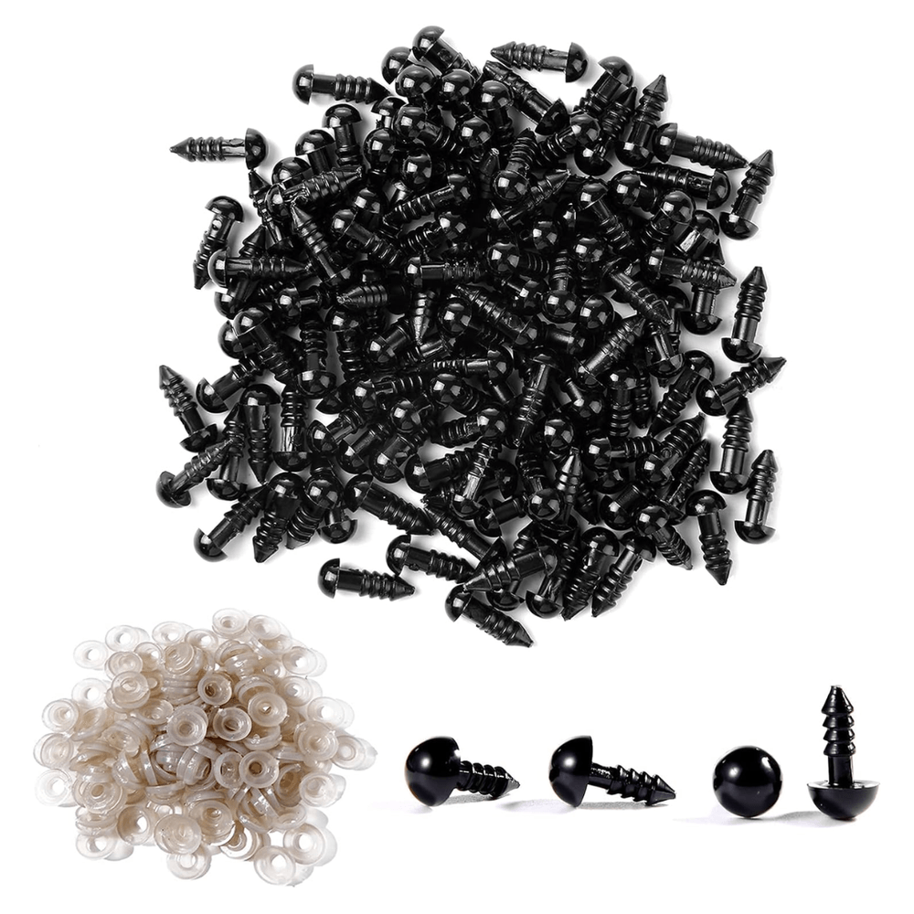 100 Ojos de Seguridad 8mm Plastico Negro Ojos para Manualidades Ojos de Oso de Peluche Amigurumi Promart