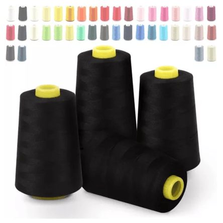 4 Conos de Hilo Negro 40 a 2 Cada Una por 5000 Metros para Máquina de Coser 4 Conos de Hilo Negro 40 a 2 Cada Una por 5000 Metros para Máquina de Coser