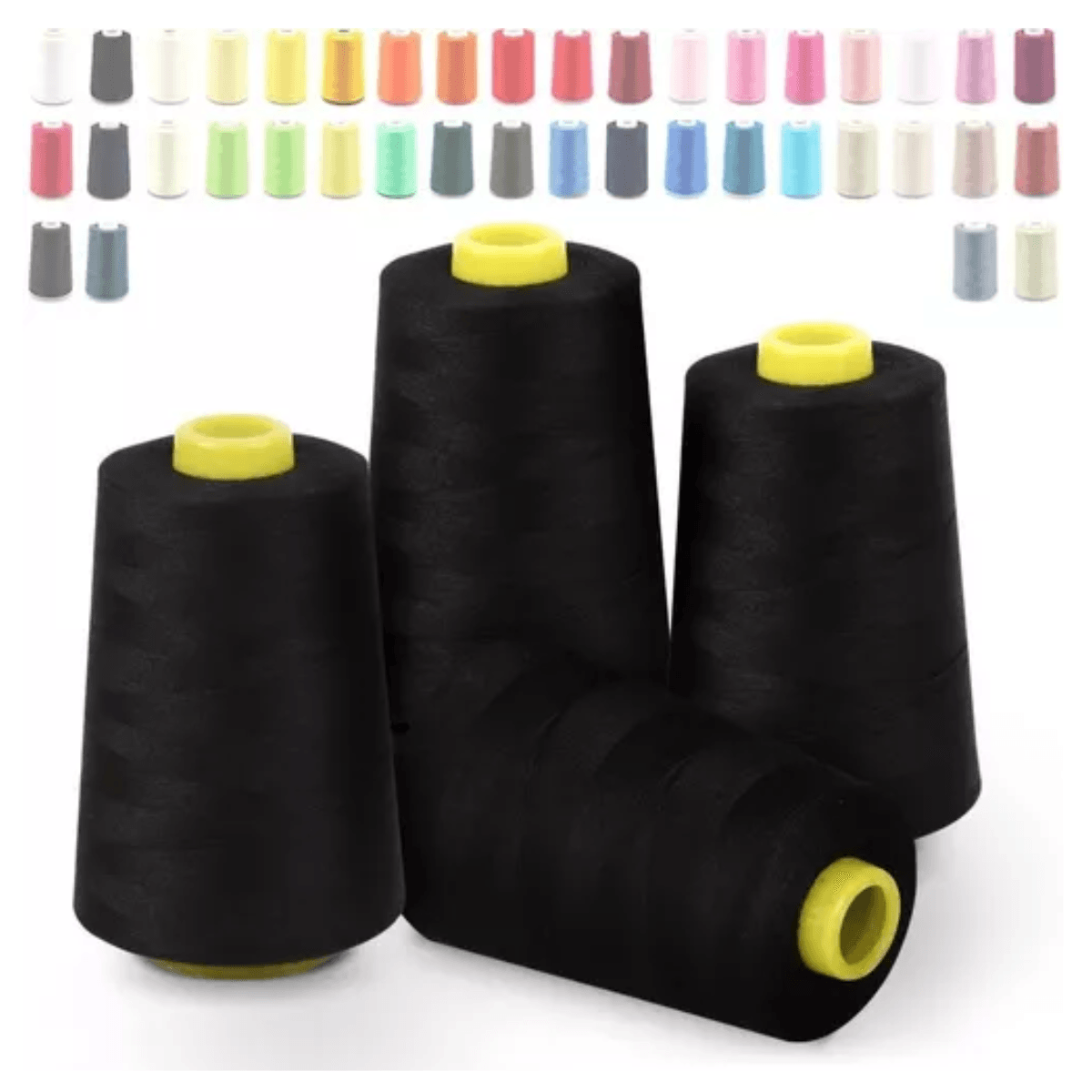 10 Conos De Hilo Negro + 10 Conos De Hilo Blanco 4000 Metros En Venta