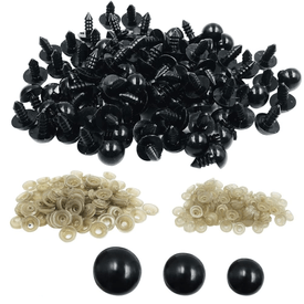 144 Ojitos Seguridad de 6mm 8mm Y 10mm para Ojos de Muneca Oso Peluches Amigurumis Negros Promart