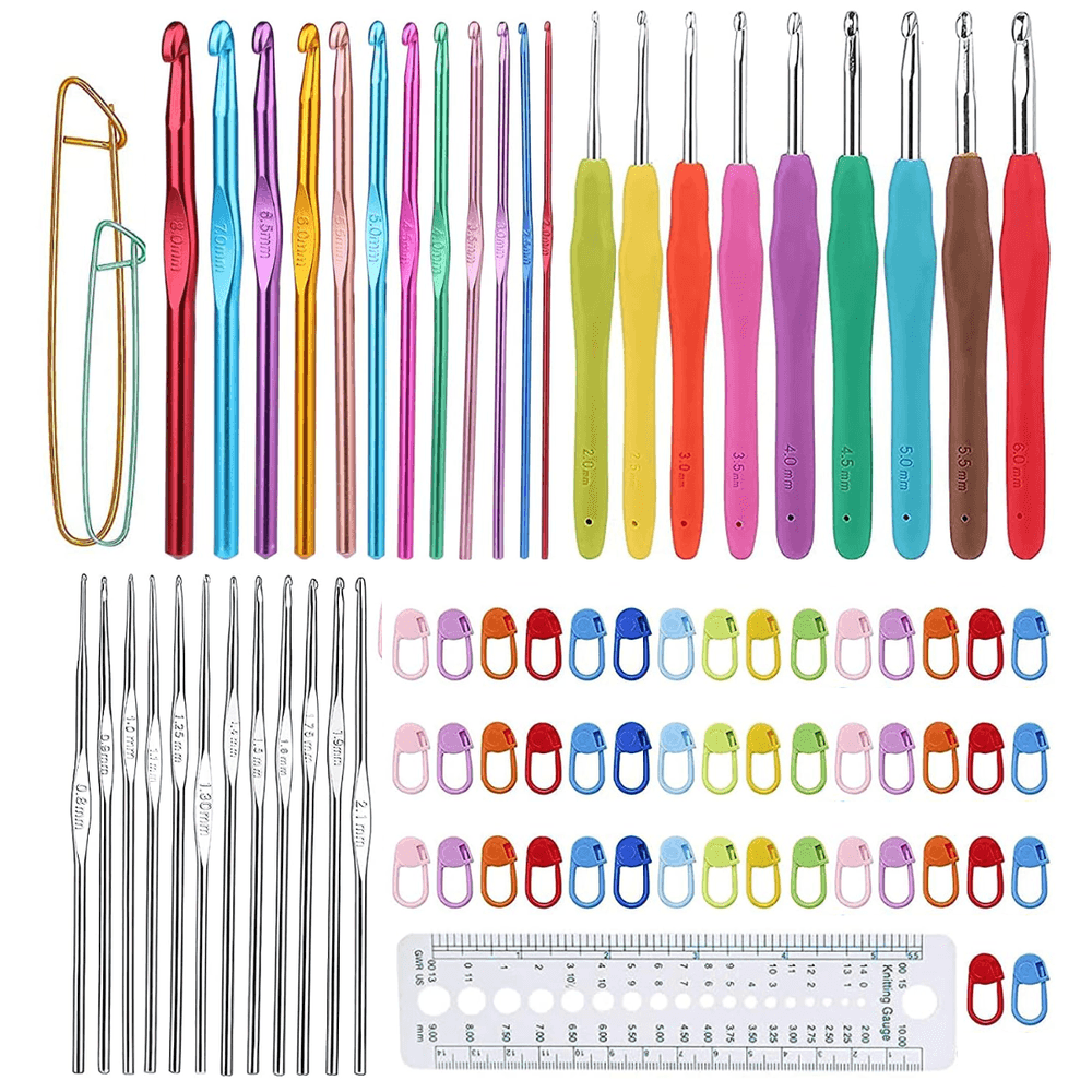 Juego de 86 Ganchos de Crochet Agujas Ergonómicas para Tejer Contador de Puntos Herramientas Tejido Juego de 86 Ganchos de Crochet Agujas Ergonómicas para Tejer Contador de Puntos Herramientas Tejido