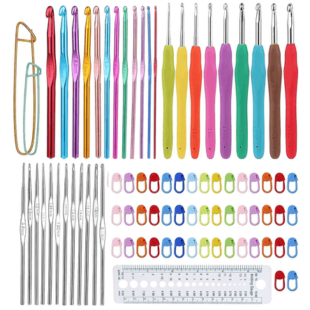 Juego de 86 Ganchos de Crochet Agujas Ergonómicas para Tejer Contador de Puntos Herramientas Tejido Juego de 86 Ganchos de Crochet Agujas Ergonómicas para Tejer Contador de Puntos Herramientas Tejido