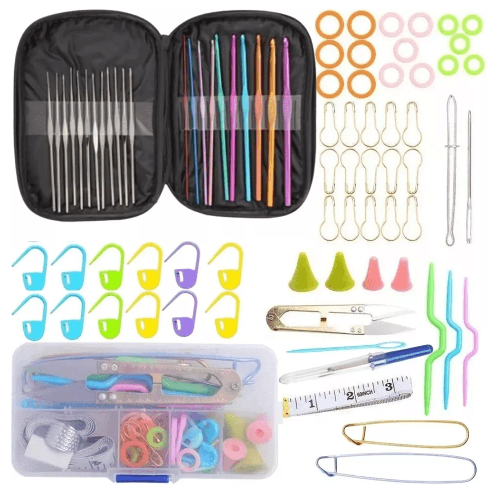 Kit de Agujas Y Accesorios para Tejer Premium Crochet Gancho Ganchillo con Estuche Kit de Agujas Y Accesorios para Tejer Premium Crochet Gancho Ganchillo con Estuche