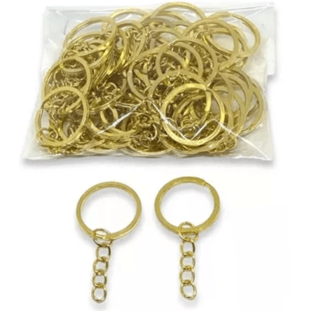 100 Unidades Argollas para Llaveros con Cadena 2.5cm Dorado 100 Unidades Argollas para Llaveros con Cadena 2.5cm Dorado