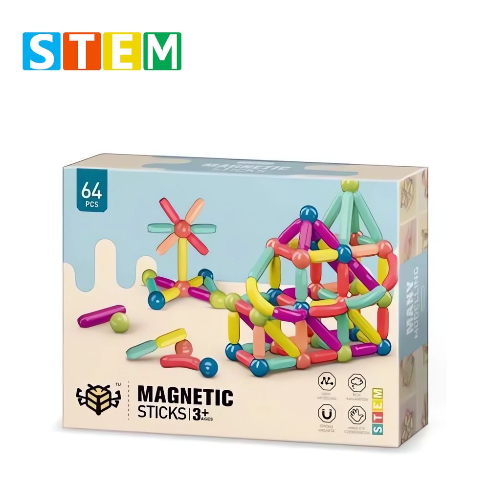 Bloques Magnéticos Didácticos de Construcción STEM Caja 64 Piezas Bloques Magnéticos Didácticos de Construcción STEM Caja 64 Piezas