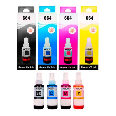 Pack de Tinta T664 x 4 Colores para Epson Compatible