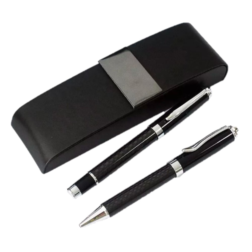Set Seren Doble Boligrafo Metálico con Caja de Cuero Set Seren Doble Boligrafo Metálico con Caja de Cuero