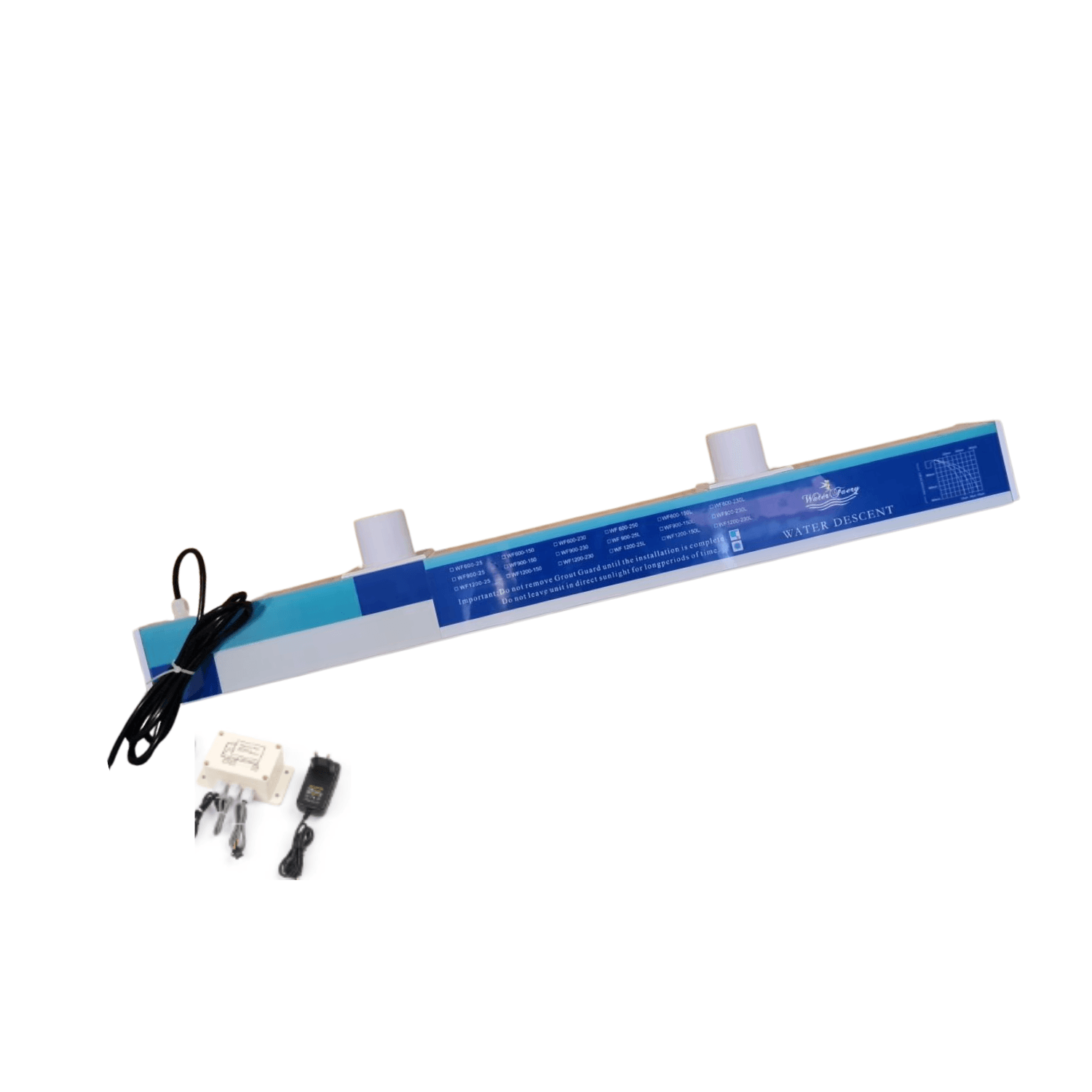 Cascada tipo velo de agua para piscinas acrilico y led RGB a control remoto 120 cm