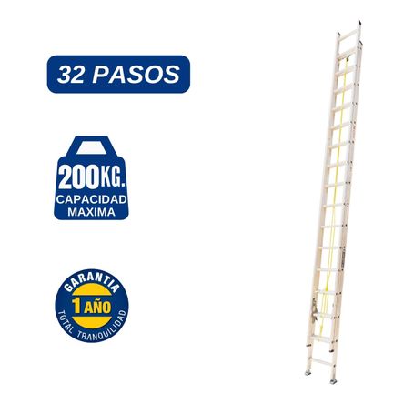 Escalera Aluminio Telescopica de 32 Pasos Cap. Carga Max: 200 Kg Bronco American