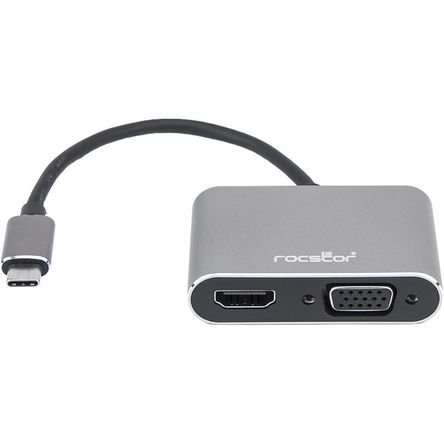 Adaptador de Puerto Dual Rocstor Usb Type C a Hdmi y Vga