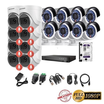 kit 16 Cámaras Seguridad FULLHD Hikvision + 6TB + AUDIO