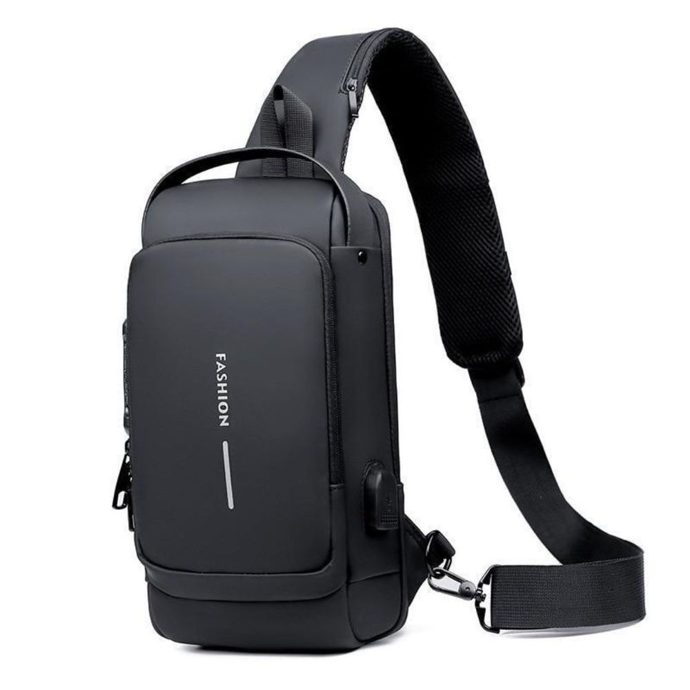 Mochila De Hombro Cruzada Antirrobo Impermeable Carga Usb Negro Mochila De Hombro Cruzada Antirrobo Impermeable Carga Usb Negro