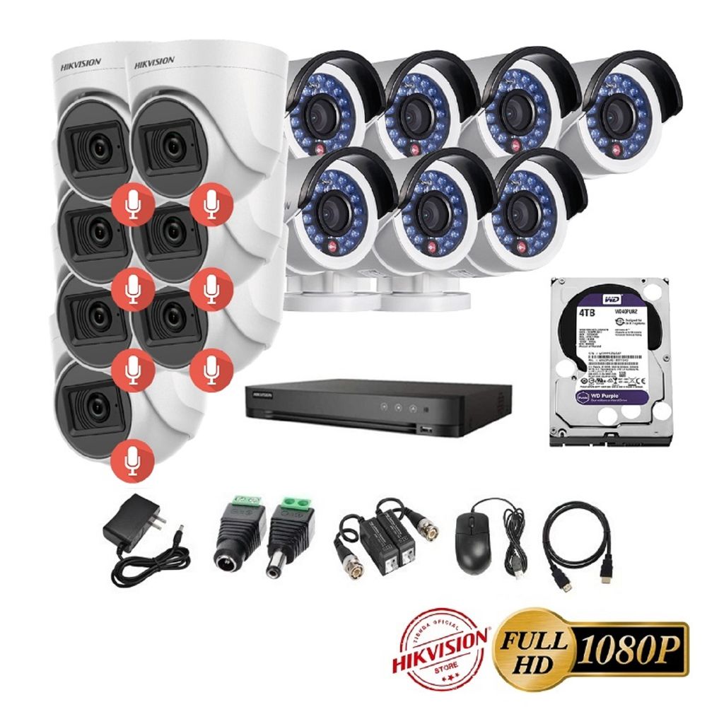 Kit 3 Cámaras de Vigilancia Hikvision Hd 720P 1Tb + Kit de Micrófono -  Promart