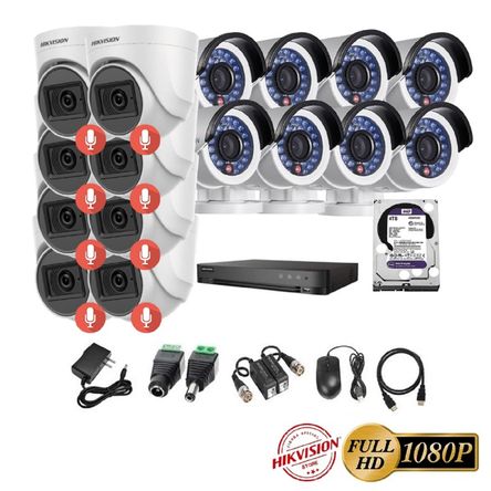 kit 16 Cámaras Seguridad FULLHD Hikvision + 4TB + AUDIO