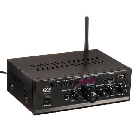 Amplificador de Potencia Estéreo Pyle Pro Mini Blue Series de 80W con Bluetooth Amplificador de Potencia Estéreo Pyle Pro Mini Blue Series de 80W con Bluetooth